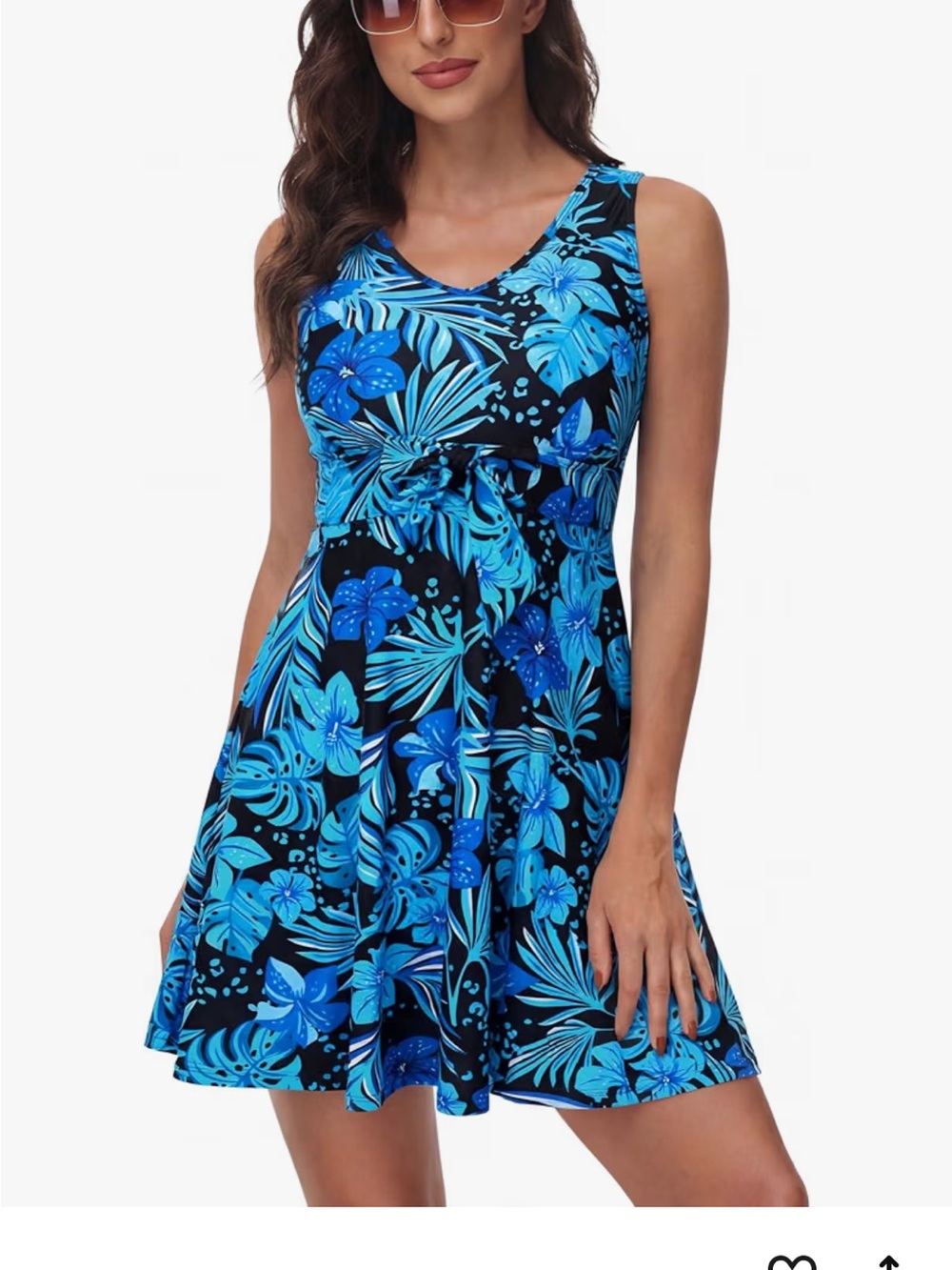 Blue Floral V-Neck Women's Swim Dress BNWT